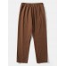 Mens Solid Color 100  Cotton Plain Casual Drawstring Pants