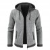 Mens Fashion Hooded Knitting Thickened Drawstring Casual Jacket