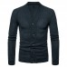 Mens Breathable V  Neck Single Breasted Pockets Long Sleeve Cardigans Coats