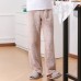 Mens Autumn Winter Thick Solid Color Warm Sleepwear Flannel Home Pants