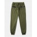 Mens Solid Color Casual Sports Drawstring Waist Jogger Pants