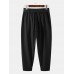 Men Light Solid Loose Elastic Waist Belted Casual Pants