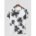 Mens Coconut Tree Print Crew Neck Holiday Short Sleeve T  Shirts