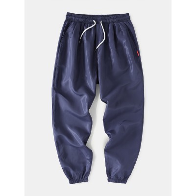 Mens Casual Solid Color Drawstring Comfy Pants