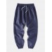 Mens Casual Solid Color Drawstring Comfy Pants