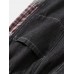 Mens Side Plaid Patchwork Letter Pritned Casual Drawstring Denim Jogger Pants