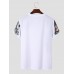 Mens Floral Print Crew Neck Holiday Short Sleeve T  Shirts