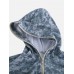 Men Gray Camo Loungewear Jumpsuit Thicken Thermal Loose Zip Down Hooded Home Pajamas With Pockets