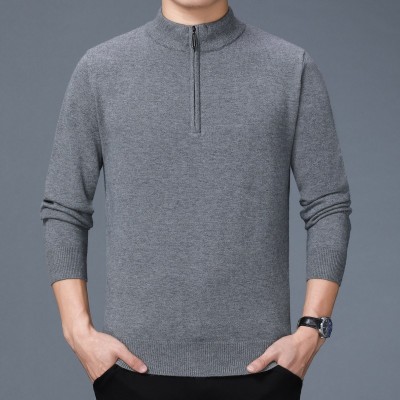 Mens Knitting Fashion Long Sleeve Half High Collar Casual Sweaters