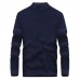 Mens 100  Cotton Casual Solid Color Cardigans High Collar Pullover Sweater