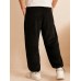 Men Corduroy Solid Loose Drawstring Waist Beam Feet Pants