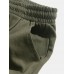 Mens Pocket Drawstring Elastic Waist Solid Color Mid Waist Cargo Pants