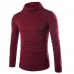 Mens Casual Turtleneck Knitted Sweater Solid Color Slim Fit Pullover Sweater