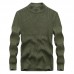 Mens 100  Cotton Casual Solid Color Cardigans High Collar Pullover Sweater