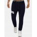 Mens Cotton Sports Striped Drawstring Waist Regular Fit Jogger Pants