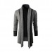 Mens Fashion Stitching Turn  down Collar Knitted Cardigans Casual Slim Fit Sweater