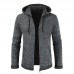 Mens Fashion Hooded Knitting Thickened Drawstring Casual Jacket