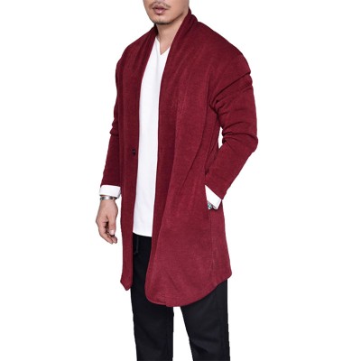 Mens Casual Mid Length Long Sleeve Loose Comfy Solid Color Cardigans