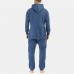 Men Mulit Pockets Thicken Loungewear Zip Down Jumpsuit Plain Hooded Pajamas