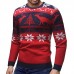 Men Casual Peaceful Deer Printed Long Sleeve Pullovers O  Neck Slim Sweaters